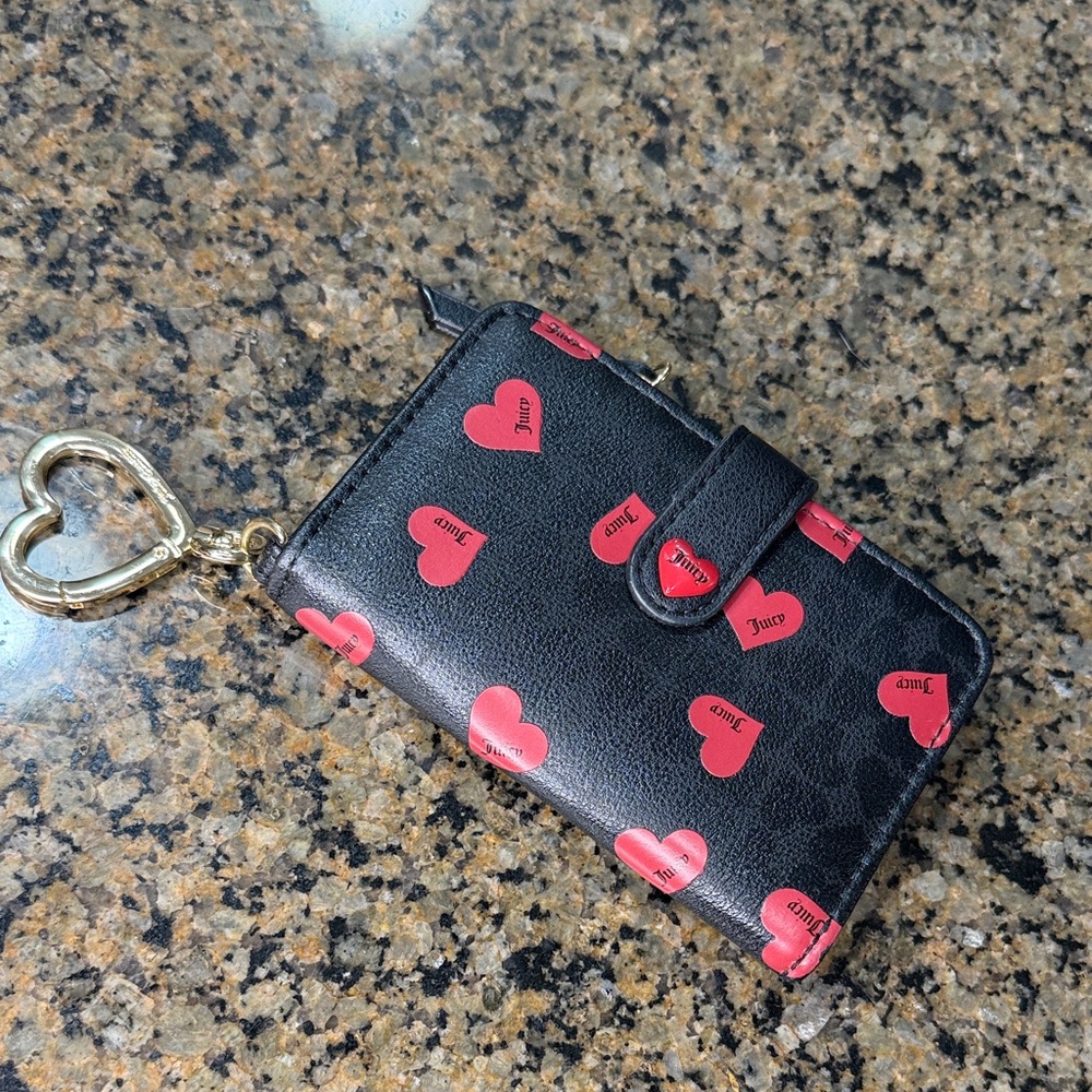 Juicy Couture Black Wallet with Red Hearts